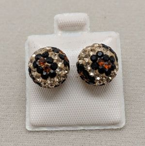 Sterling Silver Leopard crystal design earrings